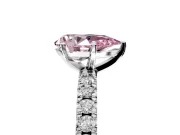 Solitaire Engagement Ring Setting for Fancy Pink Pear-Shaped Center with Fine Pave Band and Claw Prong Head in Sterling Silver