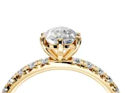 Solitaire Engagement Ring Setting for Pear-Shaped Center with Shared-Prong Accents and Prong Head in Yellow Gold