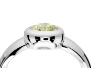 Solitaire Engagement Ring Setting for Fancy Yellow Pear-Shaped Center with Wide Band and Bezel Head in Platinum