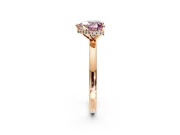 Hidden Halo Engagement Ring Setting for Fancy Pink Heart-Shaped Center with Plain Band and Tall Prong Head in Rose Gold
