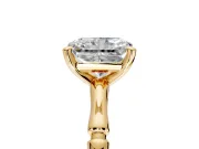 Solitaire Engagement Ring Setting for Radiant Cut Center with Bamboo Band and Prong Head in Yellow Gold