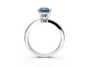 Solitaire Engagement Ring Setting for Fancy Blue Radiant Cut Center with Plain Band and Tulip Prong Head in Sterling Silver