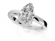 Solitaire Engagement Ring Setting for Pear-Shaped Center with Plain Band and Flat Tab Prong Head in Platinum