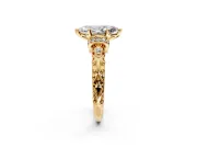 Solitaire Engagement Ring Setting for Marquise Center with Filigree Band and Prong Head in Yellow Gold