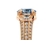 Solitaire Engagement Ring Setting for Fancy Blue Oval Center with Accented Split Shank and Prong Head in Rose Gold
