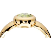 Solitaire Engagement Ring Setting for Fancy Yellow Pear-Shaped Center with Wide Band and Bezel Head in Yellow Gold
