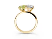 Fancy Yellow Cushion Cut and Emerald Cut Lab-Grown Diamond Toi et Moi Engagement Ring with Prong-Set Stones in Yellow Gold