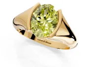 Tension Engagement Ring Setting for Fancy Yellow Oval Center with Wide Tapered Band and Tension Head in Yellow Gold