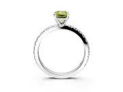 Solitaire Engagement Ring Setting for Fancy Yellow Emerald Cut Center with Fine Pave Band and Claw Prong Head in Sterling Silver