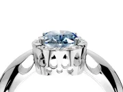 Halo Engagement Ring Setting for Fancy Blue Oval Center with Tapered Plain Band and Prong Head in Platinum