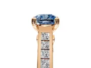 Solitaire Engagement Ring Setting for Fancy Blue Cushion Cut Center with Channel Band and Double Claw Prong Head in Rose Gold