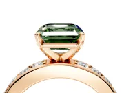 Solitaire Engagement Ring Setting for Fancy Green Asscher Cut Center with Channel-Set Accents and Prong Head in Rose Gold