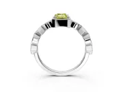 Milgrain Bezel Engagement Ring Setting for Fancy Yellow Emerald Cut Center with Marquise Stations and Bezel Head in Platinum