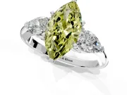 3 Stone Engagement Ring Setting for Fancy Yellow Marquise Center with Large Pear-Shaped Accents and Prong Head in Sterling Silver