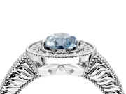 Milgrain Halo Engagement Ring Setting for Fancy Blue Pear-Shaped Center with Pave Band and Prong Head in Platinum