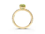 Solitaire Engagement Ring Setting for Fancy Yellow Radiant Cut Center with Large Accent Band and Prong Head in Yellow Gold