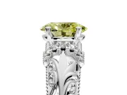 Solitaire Engagement Ring Setting for Fancy Yellow Oval Center with Filigree Accent Basket and Prong Head in Platinum