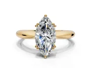 Solitaire Engagement Ring Setting for Marquise Center with Reverse Tapered Band and Prong Head in Yellow Gold