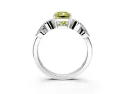 Leaf Engagement Ring Setting for Fancy Yellow Radiant Cut Center with Milgrain Accent Band and Prong Head in Sterling Silver