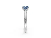 Solitaire Engagement Ring Setting for Fancy Blue Cushion Cut Center with Reverse Tapered Band and Prong Head in Sterling Silver
