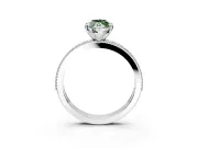 Milgrain Pave Engagement Ring Setting for Fancy Green Marquise Center with Accent Band and Prong Head in Platinum