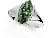 Tension Engagement Ring Setting for Fancy Green Marquise Center with Wide Tapered Band and Tension Head in Platinum