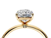 Solitaire Engagement Ring Setting for Radiant Cut Center with Straight Thin Band and Prong Head in Yellow Gold