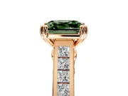 Solitaire Engagement Ring Setting for Fancy Green Asscher Cut Center with Channel Band and Double Claw Prong Head in Rose Gold