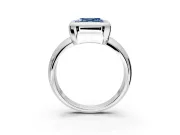 Solitaire Engagement Ring Setting for Fancy Blue Asscher Cut Center with Wide Band and Bezel Head in Platinum