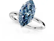 Low-Set Solitaire Engagement Ring Setting for Fancy Blue Oval Center with Thin Plain Band and Prong Head in Platinum