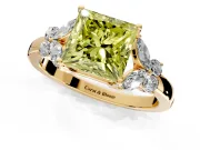 Solitaire Engagement Ring Setting for Fancy Yellow Princess Cut Center with Marquise Flower Shoulders and Prong Head in Yellow Gold