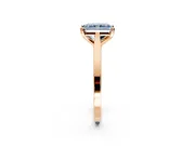 Solitaire Engagement Ring Setting for Fancy Blue Radiant Cut Center with Tapered Shoulders and Prong Head in Rose Gold