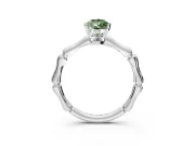 Solitaire Engagement Ring Setting for Fancy Green Pear-Shaped Center with Bamboo Band and Prong Head in Sterling Silver