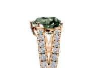 Solitaire Engagement Ring Setting for Fancy Green Heart-Shaped Center with Pave Split Shank and Prong Head in Rose Gold