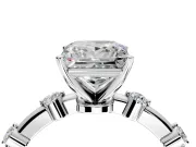 Solitaire Engagement Ring Setting for Princess Cut Center with Bezel Station Band and Prong Head in Platinum