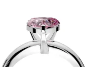 Solitaire Engagement Ring Setting for Fancy Pink Heart-Shaped Center with Wire Band and Prong Head in Sterling Silver