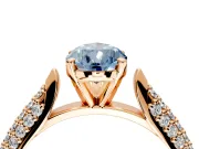 Solitaire Engagement Ring Setting for Fancy Blue Pear-Shaped Center with Multi-Row Accents and Prong Head in Rose Gold