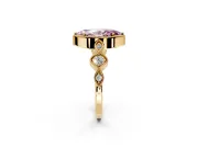 Vintage Station Engagement Ring Setting for Fancy Pink Marquise Center with Accents and Prong Head in Yellow Gold