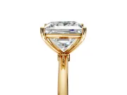 Solitaire Engagement Ring Setting for Princess Cut Center with Straight Thin Band and Prong Head in Yellow Gold