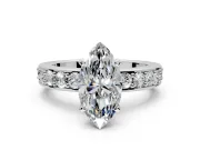Solitaire Engagement Ring Setting for Marquise Center with Channel-Set Accents and Prong Head in Sterling Silver
