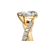Crossover Engagement Ring Setting for Pear-Shaped Center with Pave and Plain Strands and Prong Head in Yellow Gold