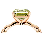 Solitaire Engagement Ring Setting for Fancy Yellow Asscher Cut Center with Bamboo Band and Prong Head in Rose Gold