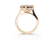 Single Halo Engagement Ring Setting for Cushion Cut Center with Corner Claws, Plain Band and Prong Head in Rose Gold