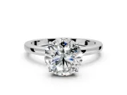 Solitaire Engagement Ring Setting for Round Cut Center with Fine Wire Band and Prong Head in Platinum