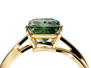 Solitaire Engagement Ring Setting for Fancy Green Princess Cut Center with Plain Bypass Twist Band and Prong Head in Yellow Gold