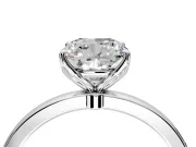 Solitaire Engagement Ring Setting for Cushion Cut Center with Thin Rounded Plain Band and Prong Head in Sterling Silver