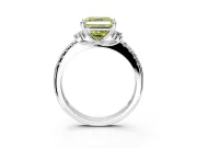 Paired Accent Engagement Ring Setting for Fancy Yellow Asscher Cut Center with Pave Band and Prong Head in Platinum