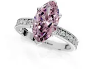 Milgrain Pave Engagement Ring Setting for Fancy Pink Marquise Center with Accent Band and Prong Head in Platinum