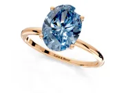 Solitaire Engagement Ring Setting for Fancy Blue Oval Center with Straight Thin Band and Prong Head in Rose Gold