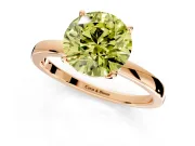 Solitaire Engagement Ring Setting for Fancy Yellow Round Cut Center with Thin Rounded Plain Band and Prong Head in Rose Gold